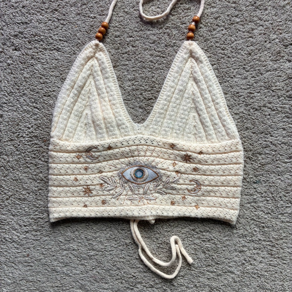 ROMWE Cream Textured Knit Top - Picture 2 of 14